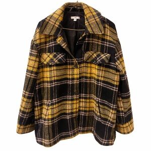 BP Plaid Coat in Black and Yellow